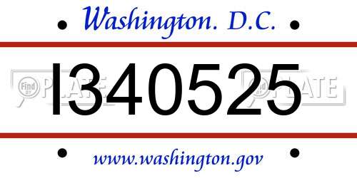 I340525 District Of Columbia License Plate