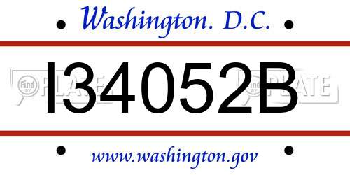 I34052B District Of Columbia License Plate