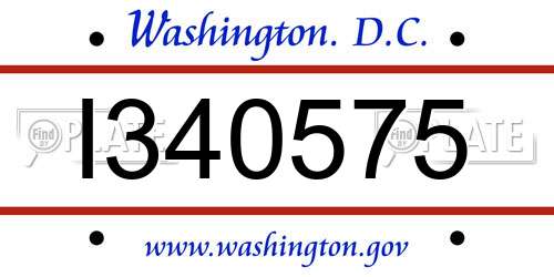 I340575 District Of Columbia License Plate