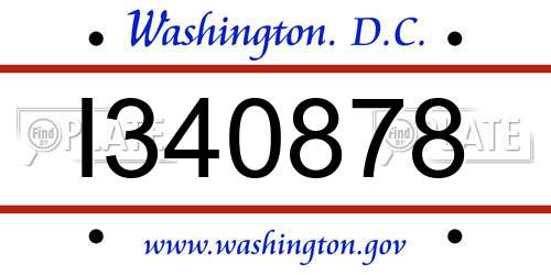 I340878 District Of Columbia License Plate