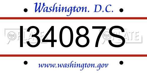 I34087S District Of Columbia License Plate