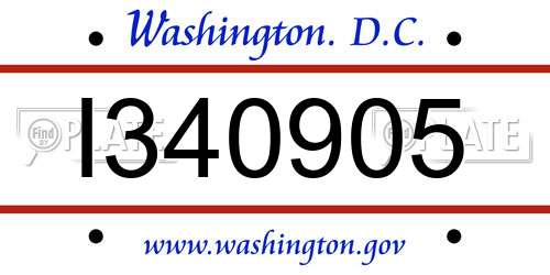 I340905 District Of Columbia License Plate
