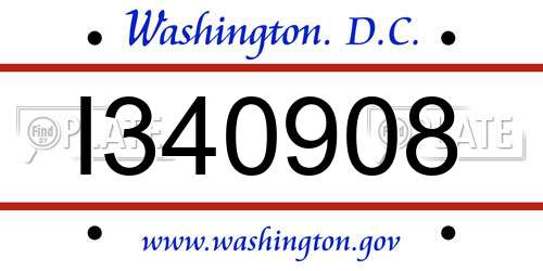 I340908 District Of Columbia License Plate