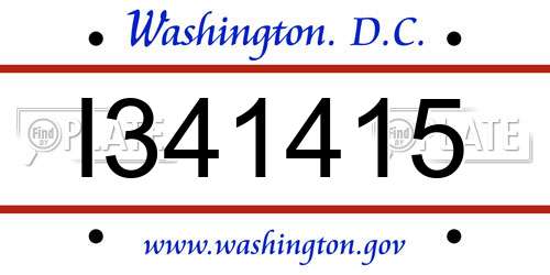 I341415 District Of Columbia License Plate