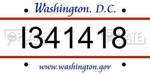 I341418 District Of Columbia License Plate