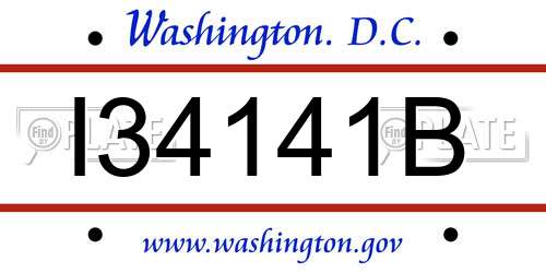 I34141B District Of Columbia License Plate