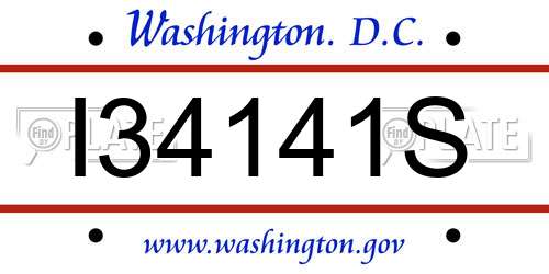 I34141S District Of Columbia License Plate