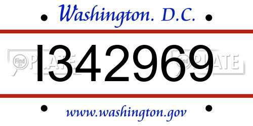 I342969 District Of Columbia License Plate