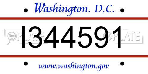 I344591 District Of Columbia License Plate