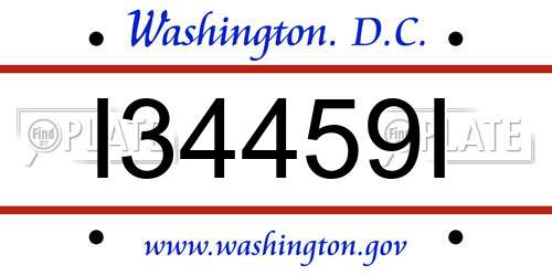 I34459I District Of Columbia License Plate