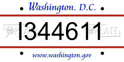 I344611 District Of Columbia License Plate
