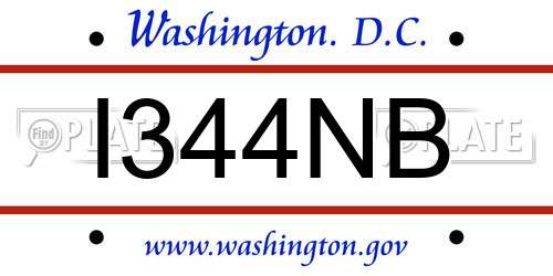 I344NB District Of Columbia License Plate