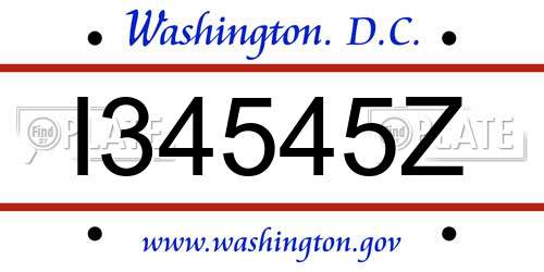 I34545Z District Of Columbia License Plate