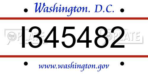 I345482 District Of Columbia License Plate