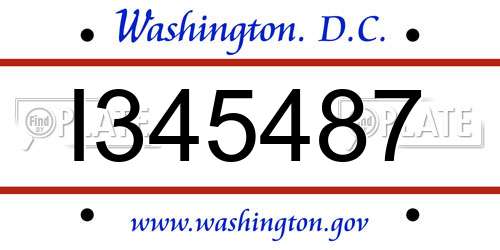 I345487 District Of Columbia License Plate