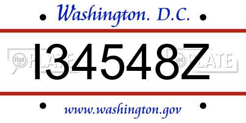 I34548Z District Of Columbia License Plate