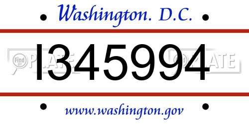 I345994 District Of Columbia License Plate