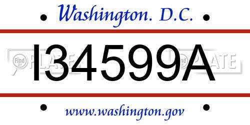 I34599A District Of Columbia License Plate