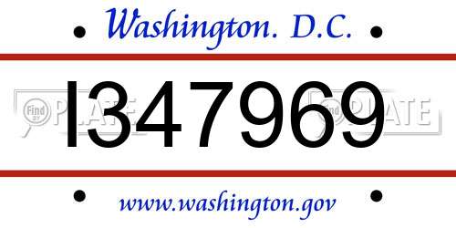 I347969 District Of Columbia License Plate