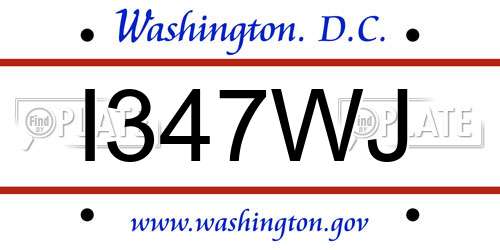 I347WJ District Of Columbia License Plate