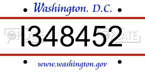 I348452 District Of Columbia License Plate