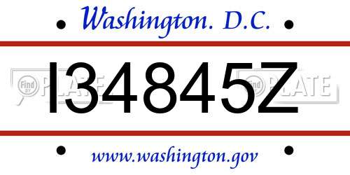 I34845Z District Of Columbia License Plate