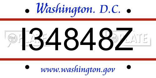 I34848Z District Of Columbia License Plate