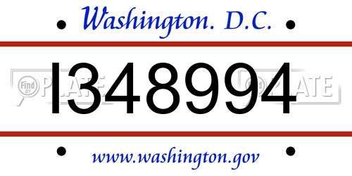 I348994 District Of Columbia License Plate