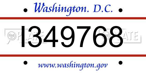 I349768 District Of Columbia License Plate