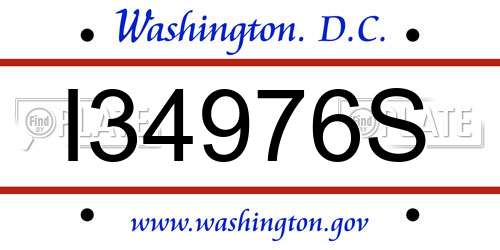 I34976S District Of Columbia License Plate