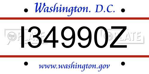 I34990Z District Of Columbia License Plate