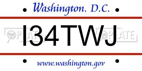 I34TWJ District Of Columbia License Plate