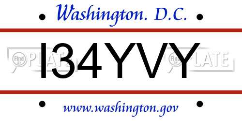 I34YVY District Of Columbia License Plate
