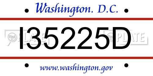 I35225D District Of Columbia License Plate