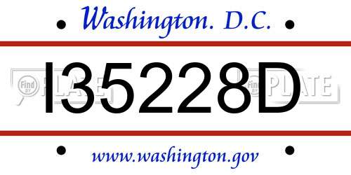 I35228D District Of Columbia License Plate