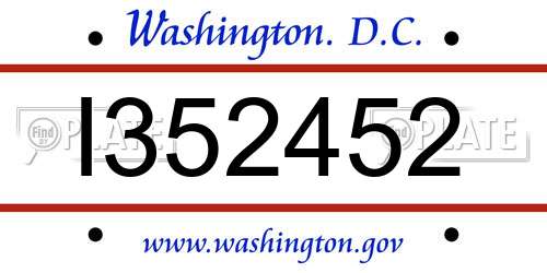 I352452 District Of Columbia License Plate