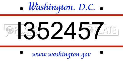 I352457 District Of Columbia License Plate