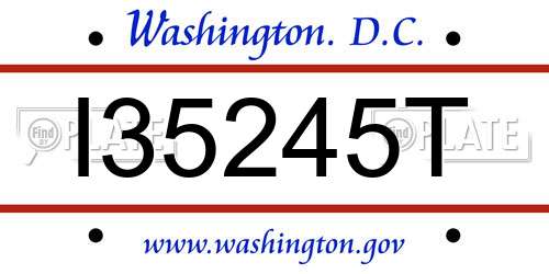 I35245T District Of Columbia License Plate