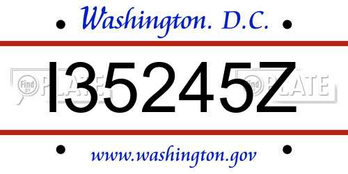 I35245Z District Of Columbia License Plate