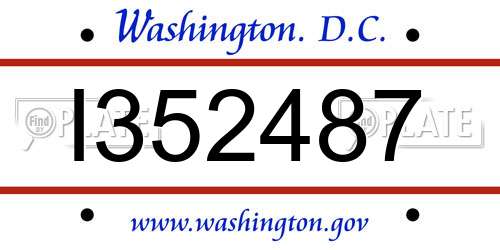 I352487 District Of Columbia License Plate