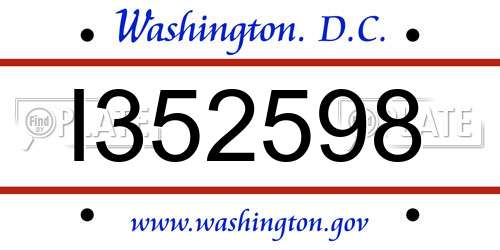 I352598 District Of Columbia License Plate