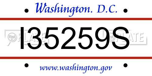 I35259S District Of Columbia License Plate