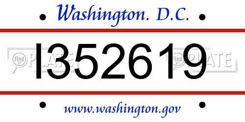 I352619 District Of Columbia License Plate