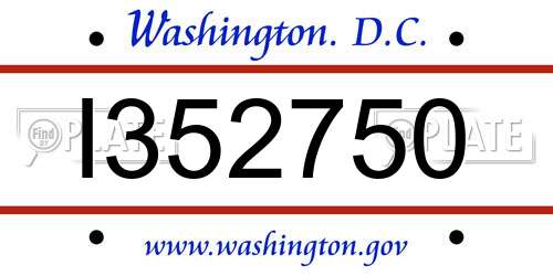I352750 District Of Columbia License Plate