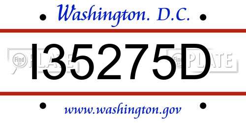 I35275D District Of Columbia License Plate