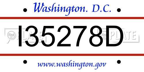 I35278D District Of Columbia License Plate