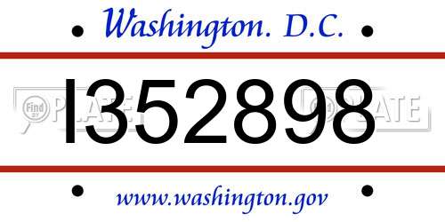 I352898 District Of Columbia License Plate