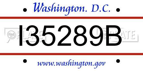 I35289B District Of Columbia License Plate