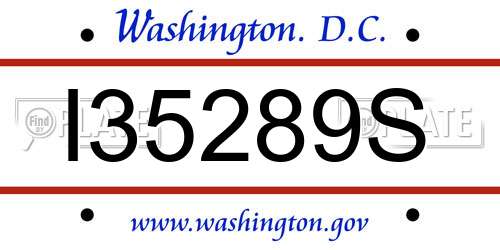 I35289S District Of Columbia License Plate