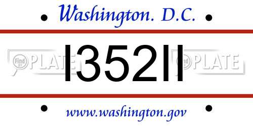 I352II District Of Columbia License Plate